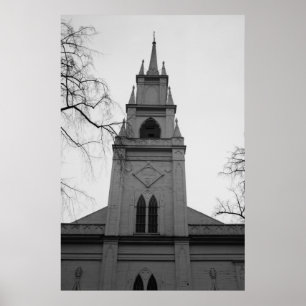 Winter-Straßen-Kirche Poster