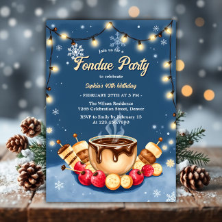 Winter Strawberry Chocolate Fondue Geburtstagspart Einladung