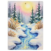 Winter Stream Landschaft Klemmbrett (Rückseite)