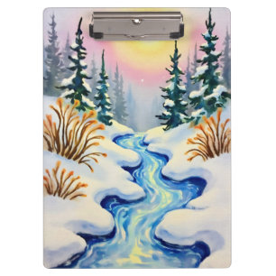 Winter Stream Landschaft Klemmbrett