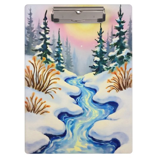 Winter Stream Landschaft Klemmbrett (Vorderseite)