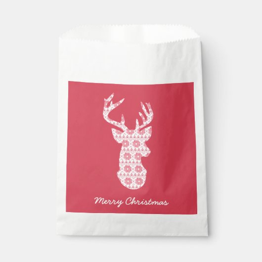 Winter Strick Weihnachts-Reindeer Gefälscher Geschenktütchen (Vorderseite)
