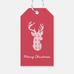 Winter Strick Weihnachts-Rentiergeschenktags Geschenkanhänger
