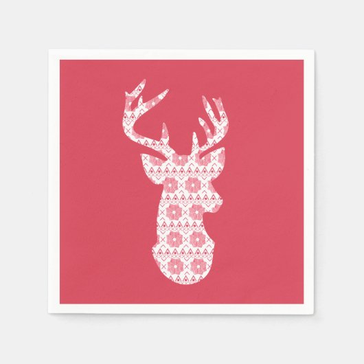 Winter Strick Weihnachts-Rentierpapier Napkins Serviette (Vorderseite)