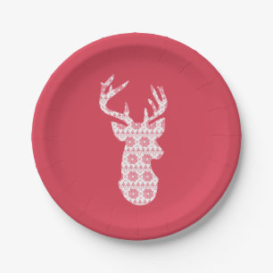 Winter Strick Weihnachts-Rentierpapier Teller