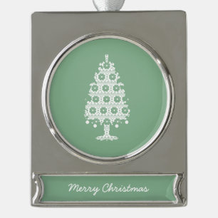 Winter Strick Weihnachtsbaum Banner-Ornament Silber