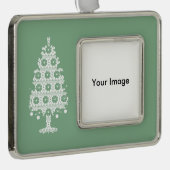 Winter Strick Weihnachtsbaum Rahmen-Ornament Silber (Rechts)