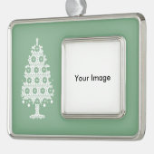 Winter Strick Weihnachtsbaum Rahmen-Ornament Silber (Links)