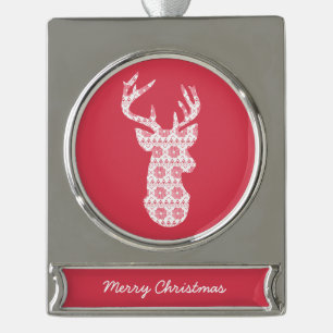 Winter Strick Weihnachtsschmuck Banner-Ornament Silber