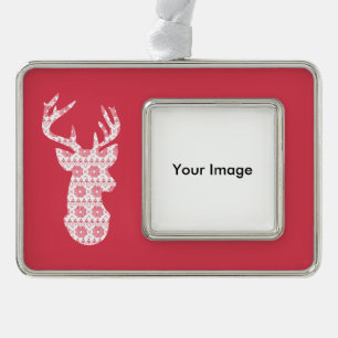 Winter Strick Weihnachtsschmuck Rahmen-Ornament Silber