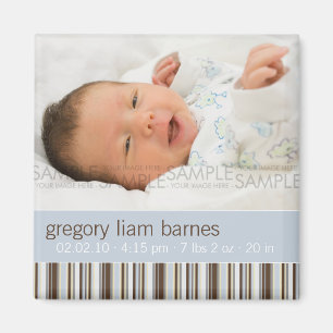 Winter Stripes Blau • Baby-Mitteilung Magnet