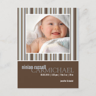 Winter Stripes Brown ・ Kinderankündigung Ankündigungspostkarte