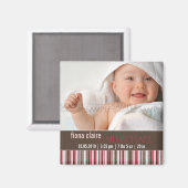 Winter Stripes Pink ・ Kinderankündigung Magnet (Vorderseite/Rückseite)