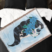Winter Sugar Skull Blaue Schneeflocken Decke