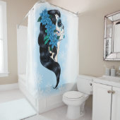 Winter Sugar Skull Blaue Schneeflocken Duschvorhang (Beispiel)
