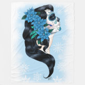 Winter Sugar Skull Blaue Schneeflocken Fleecedecke (Vorderseite)