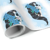 Winter Sugar Skull Blaue Schneeflocken Geschenkpapier (Rolleneckpunkt)