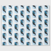 Winter Sugar Skull Blaue Schneeflocken Geschenkpapier (Flach)
