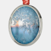 Winter Sunlight Through Frosted Ice Crystals Glass Ornament Aus Metall (Links)