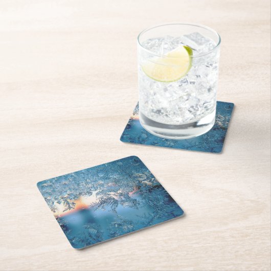 Winter Sunlight Through Frosted Ice Window Rechteckiger Pappuntersetzer (Vor Ort)