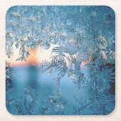 Winter Sunlight Through Frosted Ice Window Rechteckiger Pappuntersetzer (Vorderseite)