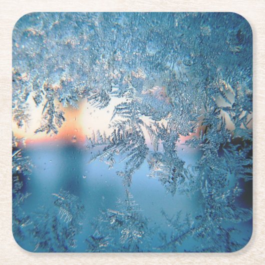 Winter Sunlight Through Frosted Ice Window Rechteckiger Pappuntersetzer (Vorderseite)