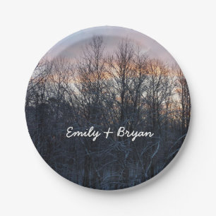 Winter Sunrise I Pastel Natur Landschaft Pappteller