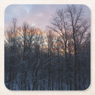 Winter Sunrise I Pastel Natur Landschaft Rechteckiger Pappuntersetzer