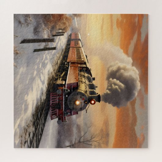 Winter Sunset and Train Puzzle (Horizontal)