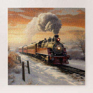 Winter Sunset and Train Puzzle