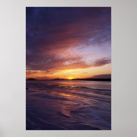 Winter Sunset, Bluff Point Staat Park Connecticut Poster (Vorne)