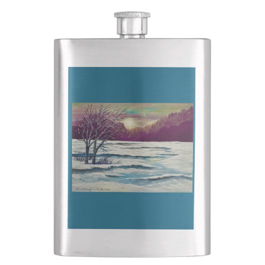 Winter Sunset Flachmann (Vorderseite)