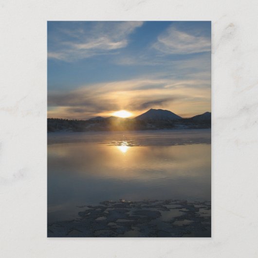 Winter Sunset in Aleknagik Postkarte (Vorderseite)