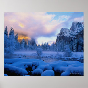 Winter Sunset in Yosemite National Park Poster