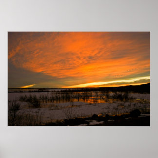 Winter Sunset Over Harlan Lake Poster