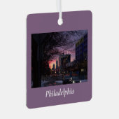 Winter Sunset Philadelphia Ornament Aus Metall (Vorderseite Rechts)