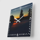 Winter Sunset Quadratische Wanduhr (Winkel)
