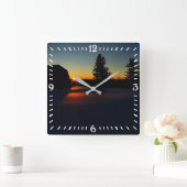 Winter Sunset Quadratische Wanduhr (Zuhause)