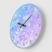 Winter Sunset Snowflake Große Wanduhr (Winkel)