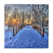 Winter Sunset Szene Fliese (Vorderseite)