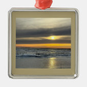 Winter Sunset Waterscape Ornament Aus Metall (Vorne)