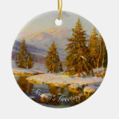 Winter Sunset, Weihnachtsbaum Keramik Ornament (Vorne)