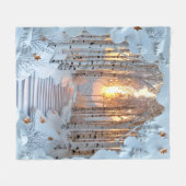 Winter Sunset White Birch Forest Fleecedecke (Vorderseite (Horizontal))