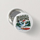 Winter-Surfer-Möwe, Weihnachtsmöwe Button (Vorne & Hinten)