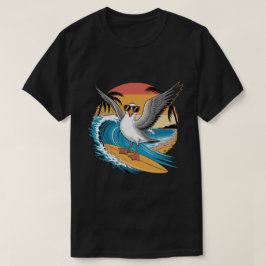 Winter Surfer Seagull, Funny Seagull Surfen T-Shirt