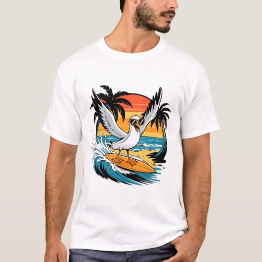 Winter Surfer Seagull, Seagull Surfen T-Shirt (Vorderseite)