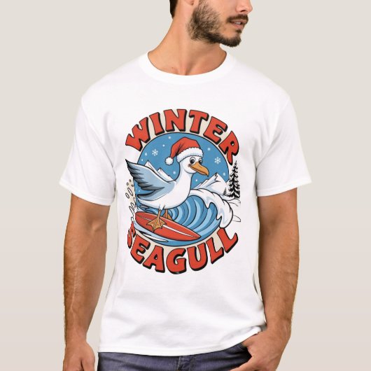 Winter Surfer Seagull T-Shirt (Vorderseite)