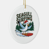 Winter Surfer Seagull, Weihnachtsseagull Keramik Ornament (Rechts)