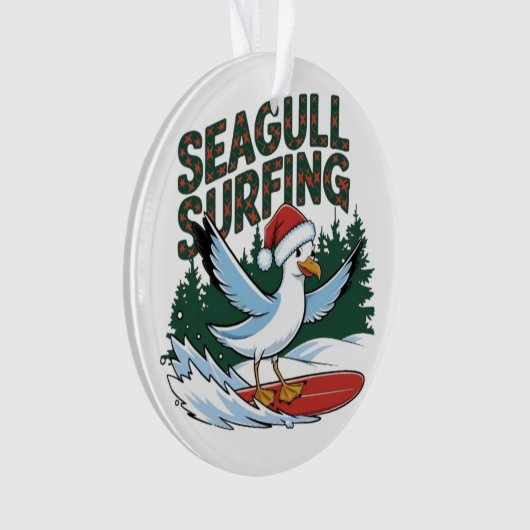 Winter Surfer Seagull, Weihnachtsseagull Ornament (Vorderseite)