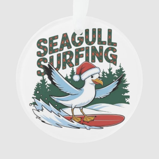 Winter Surfer Seagull, Weihnachtsseagull Ornament (Vorderseite)